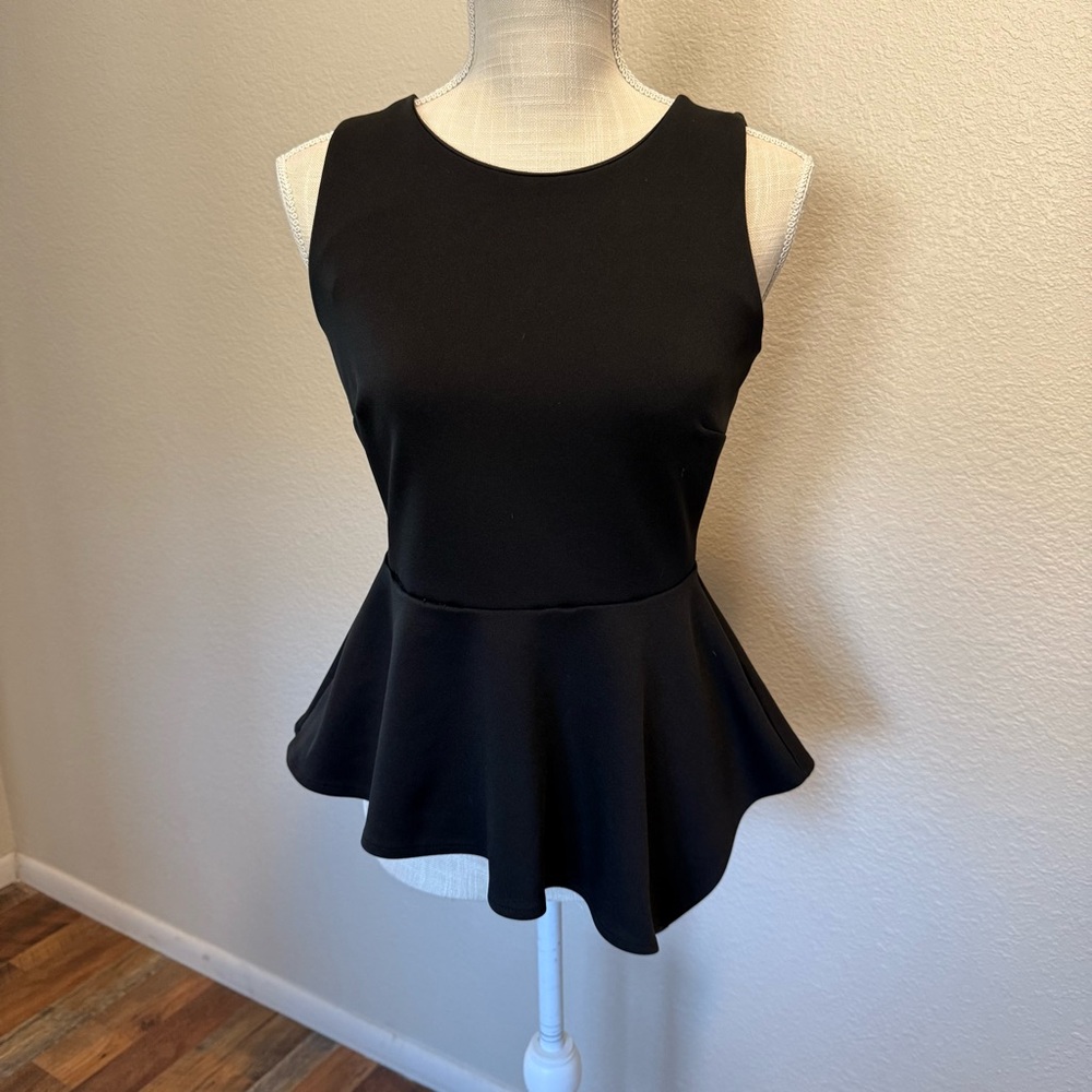 Elegant Black Sleeveless Peplum Top by Worthington Petite - Size PS